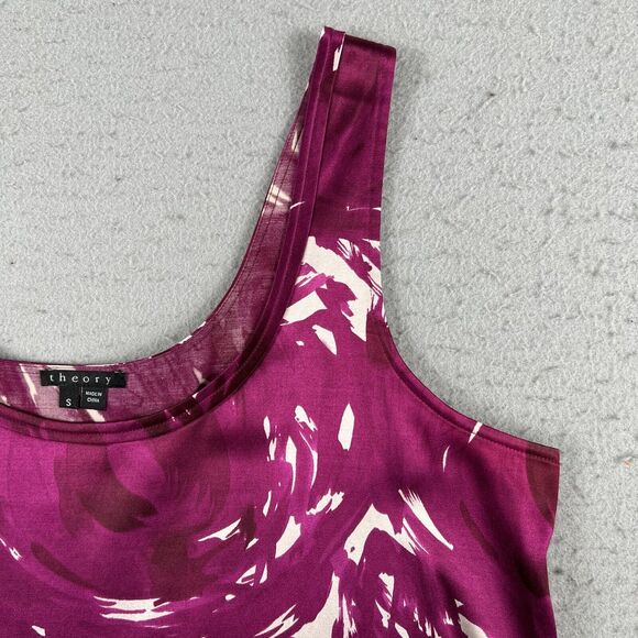 Theory Silk Blend Purple Floral Sleeveless Tank Top Women’s Size Small - Picture 2 of 16